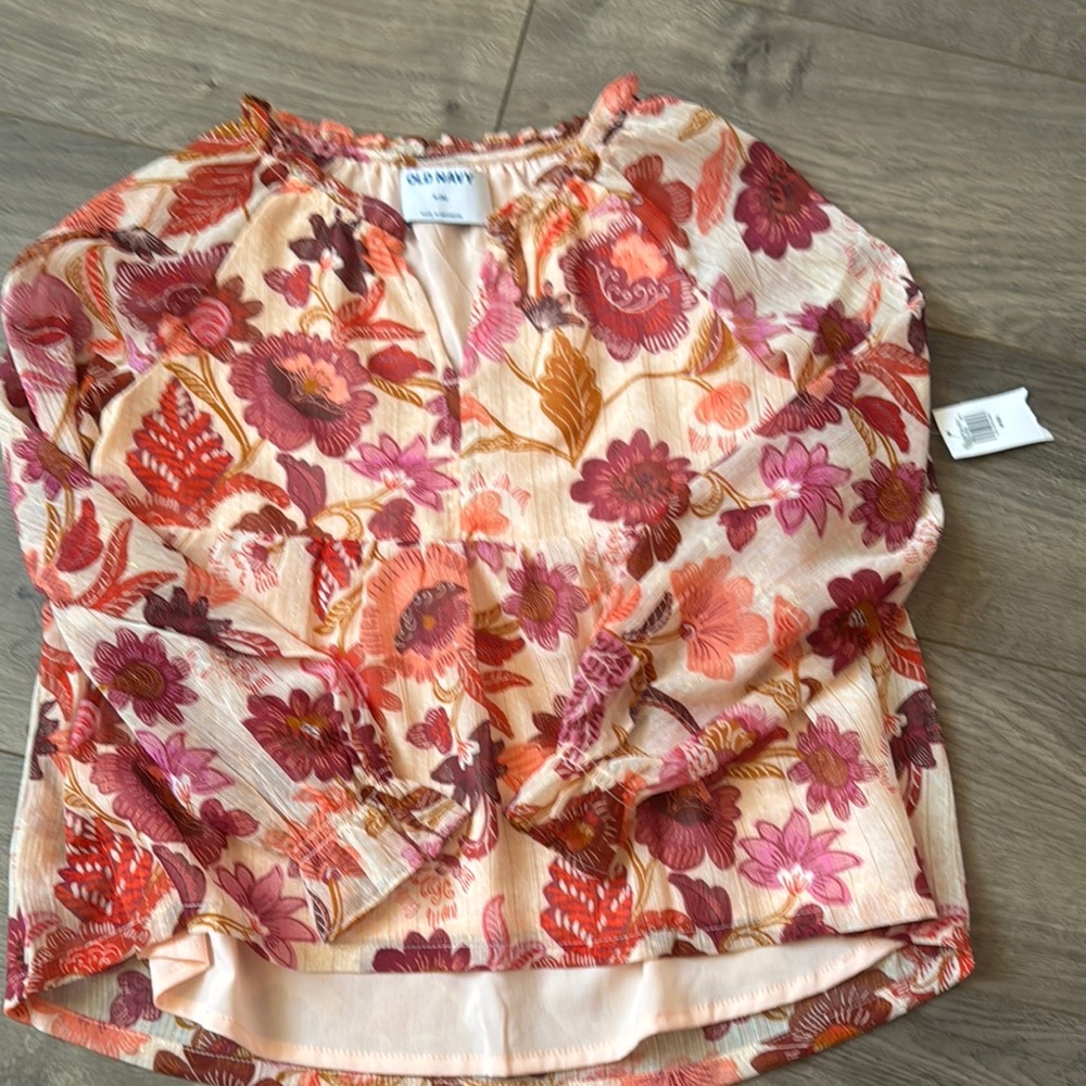 Old Navy Girls Floral Top - Pink and Red
